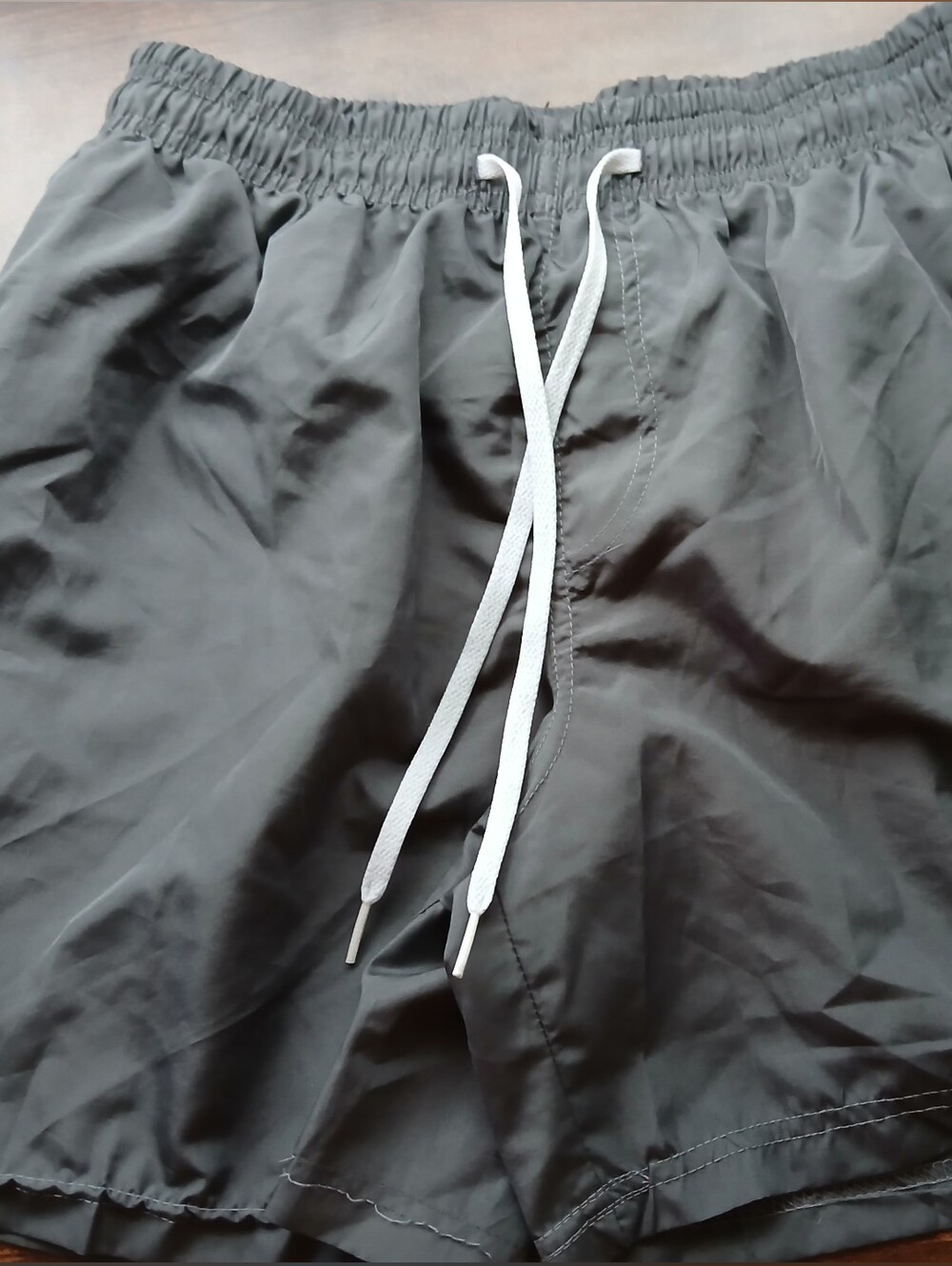 Men's Swim Shorts - Charcoal Gray with White Drawstring